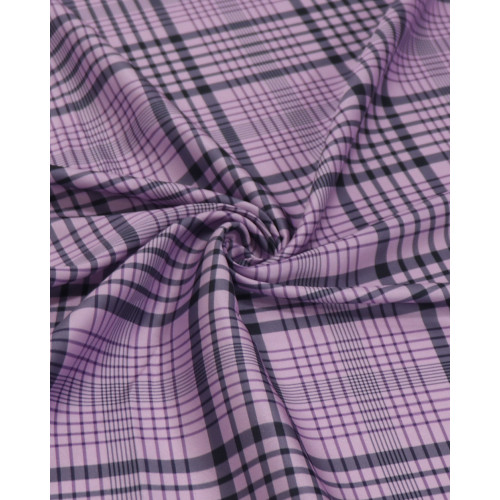 Tecido Crepe Silk Italiano Multi Quadriculado Cinza e Lilás