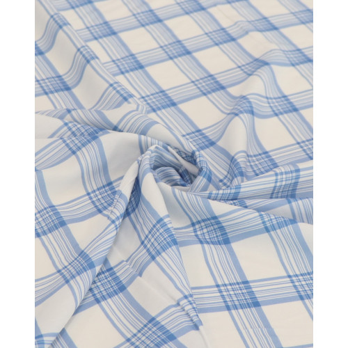 Tecido Viscose Italiano Quadriculado em Listras Azul e Branco