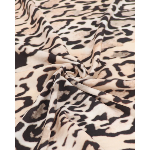 Tecido Viscose Italiano Macro Animal Print Preto e Rosé