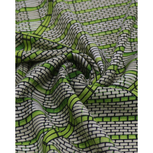 Tecido Viscose Texturizada Bambuzal Geométrico Tons de Verde