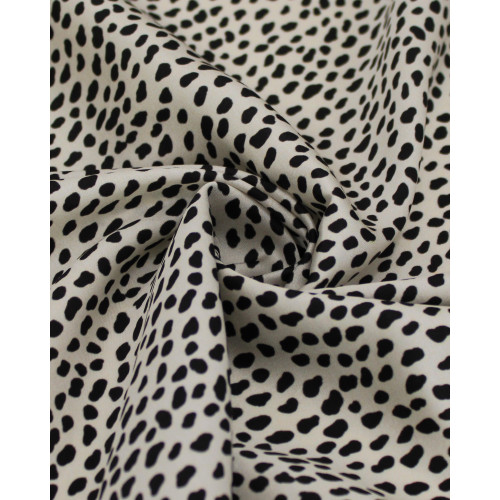 Tecido Crepe Silk Italiano Micro Animal Print Preto e Bege