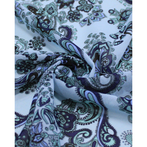 Tecido Crepe Chiffon Italiano Ramos em Cashmere Tons de Azul