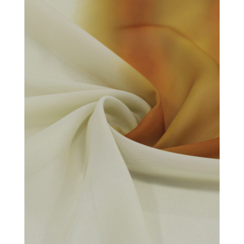 Tecido Crepe Chiffon Italiano Listras Verticais Irregulares Tons Terrosos e Creme