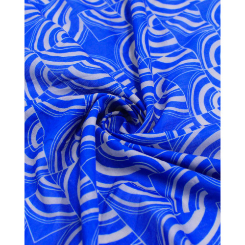 Tecido Cambraia de Algodão Italiano Estampa Multi Geométrica Cinza e Azul