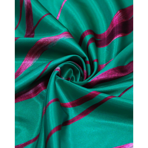 Tecido Crepe Silk Italiano Listras Onduladas Tons de Rosa e Verde