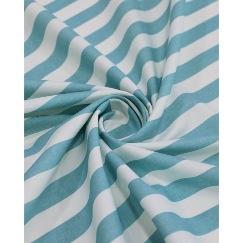 Tecido Tricoline Listras Branco e Verde Água