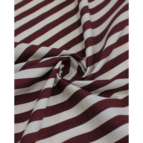 Tecido Tricoline Listras Branco e Borgonha