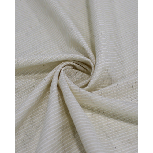 Tecido Linho Panama Leve Listras Finas Branco e Cru