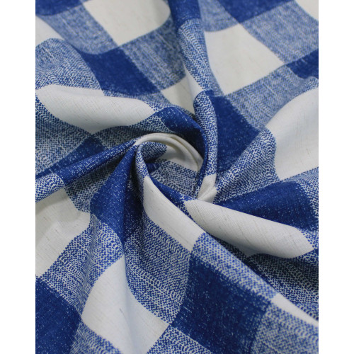Tecido Linho Misto Camisaria Xadrez Offwhite e Azul
