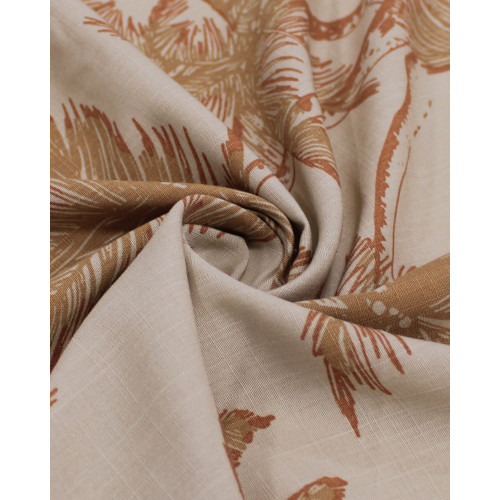 Tecido Viscose Texturizada Palmeiras Argila e Bege
