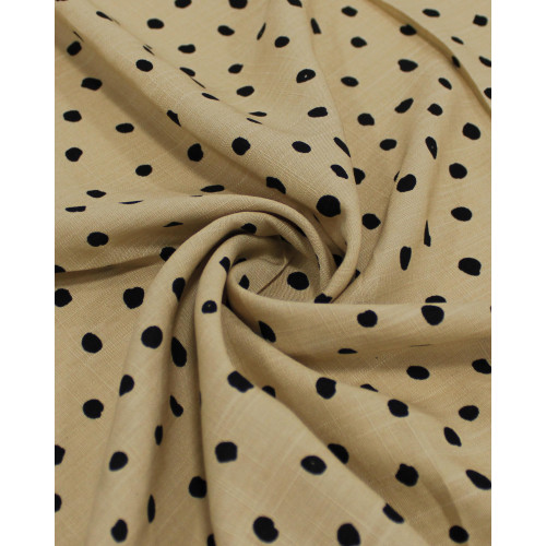 Tecido Viscose Texturizada Pingos Irregulares Preto e Bege