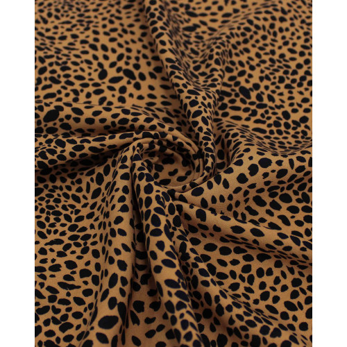 Tecido Viscose Pingos Irregulares Preto e Argila