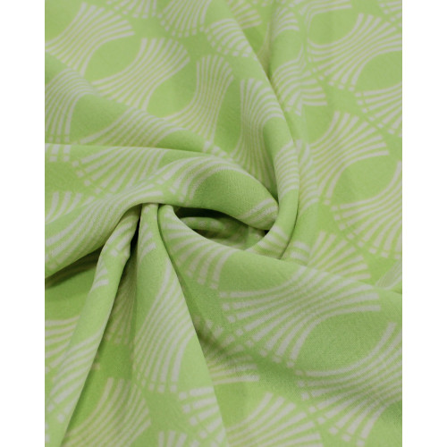 Tecido Crepe Koshibo Estampa Geométrica Creme e Verde Lima