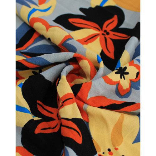 Tecido Crepe Koshibo Estampa Havaiana Colorido