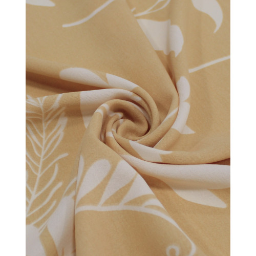 Tecido Crepe Koshibo Macro Ramos Creme e Palha