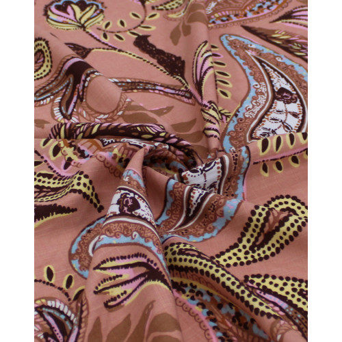 Tecido Viscose Texturizada Macro Ramos em Cashmere Tons Neutros