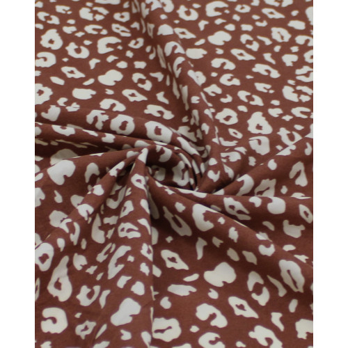 Tecido Viscose Animal Print Offwhite e Castanho