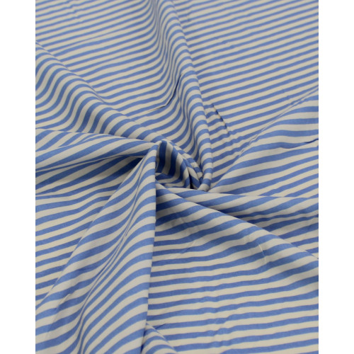 Tecido Viscose Listrado Azul e Offwhite