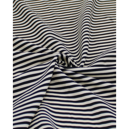 Tecido Viscose Listrado Preto e Creme