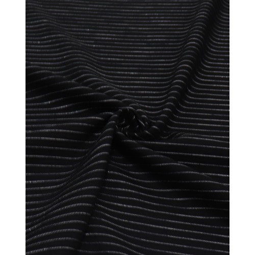 Tecido Microfibra de Alfaiataria Italiano Risca de Giz Preto com Lurex