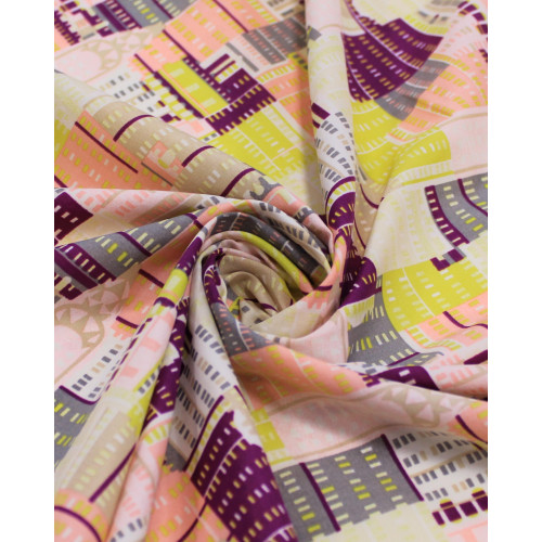 Tecido Tactel Fino Prédios Abstratos Candy Color