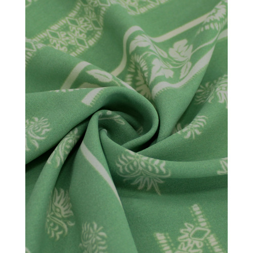 Tecido Crepe Koshibo Listras Étnicas Branco e Verde Menta