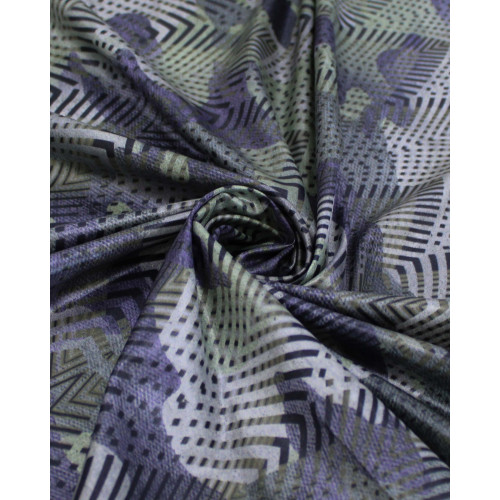 Tecido Tactel Fino Acetinado Camuflagem Abstrata Verde e Cinza