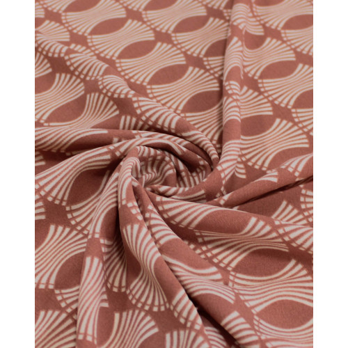 Tecido Crepe Koshibo Estampa Geométrica Creme e Rosé