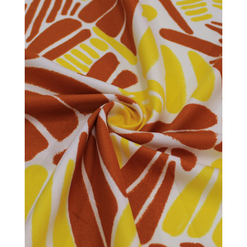 Tecido Crepe Sarjado Riscos Caramelo, Amarelo e Branco