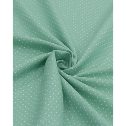 Tecido Linho Misto Estampado Micro Poá Branco e Verde Menta