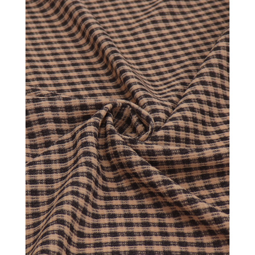 Tecido Crepe de Alfaiataria Quadriculado Salmão e Preto