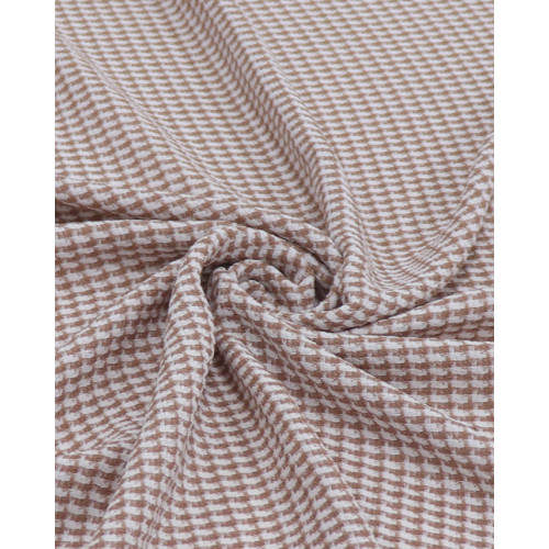 Tecido Crepe de Alfaiataria Micro Geométrico Nude e Branco