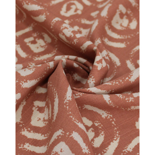 Tecido Viscose Texturizada Círculos Abstratos Offwhite e Argila