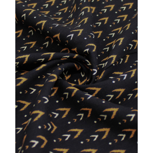 Tecido Viscose Texturizada Micro Estampa Étnica Creme, Argila e Preto
