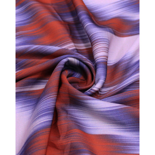 Tecido Crepe Salinas Italiano Macro Estampa Abstrata Vermelho, Roxo e Lavanda