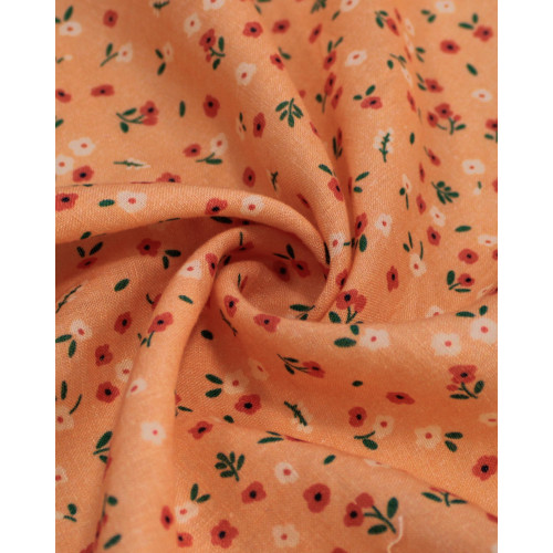 Tecido Linho Puro Italiano Micro Flores Colorido e Salmão