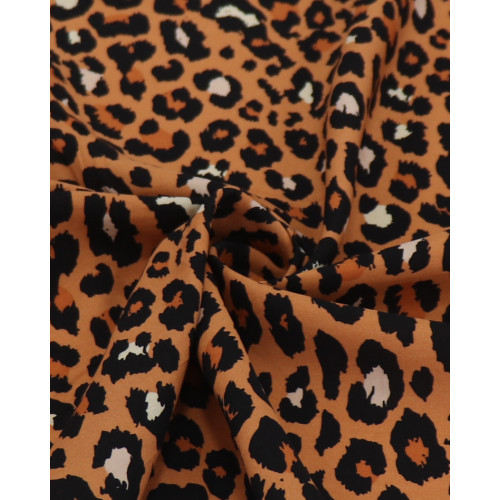 Tecido Viscose Animal Print Bege, Preto e Argila (2.2m)
