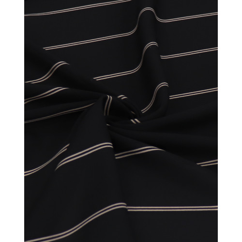 Tecido Crepe Koshibo Leve Listras Duplas Bege e Preto (0.6m)