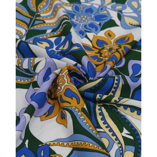 Tecido Viscose Boho Floral Tons Frios