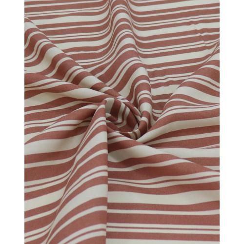 Tecido Viscose Multi Listras Creme e Castanho