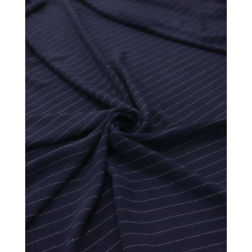 Tecido Crepe Duna Risca de Giz Branco e Azul Marinho (0.7m)