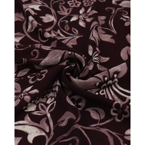Tecido Crepe Koshibo Leve Multi Floral Offwhite e Tons de Vinho