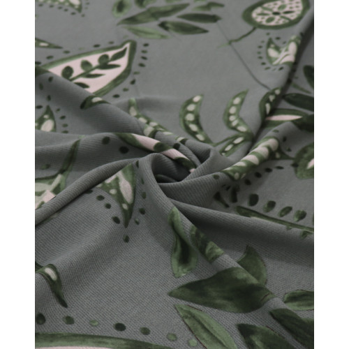 Tecido Crepe Koshibo Leve Ramos e Cashmere Tons de Verde