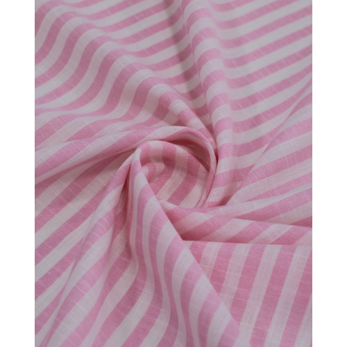 Tecido Tricoline Verano Flamê Listras Branco e Rosa