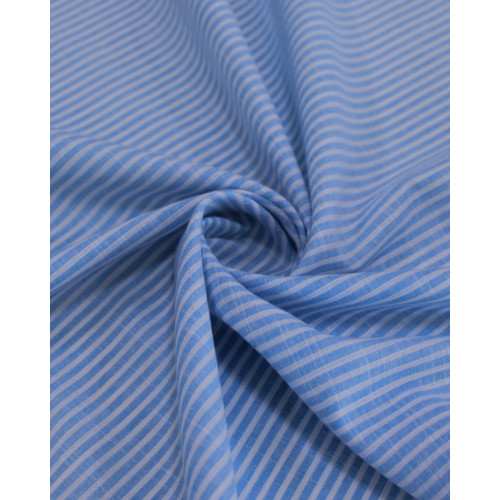 Tecido Tricoline Verano Flamê Listras Finas Branco e Azul