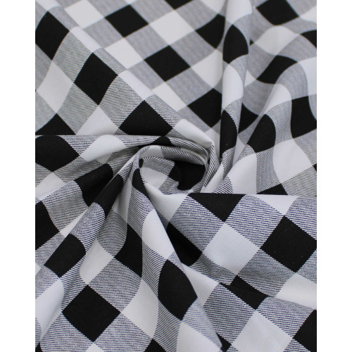 Tecido Tricoline Micro Xadrez Vichy Branco e Preto