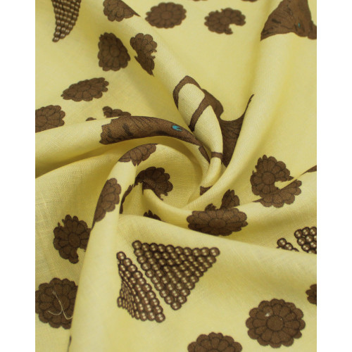 Tecido Linho Puro Italiano Búfalo e Pégaso Marrom e Amarelo Manteiga