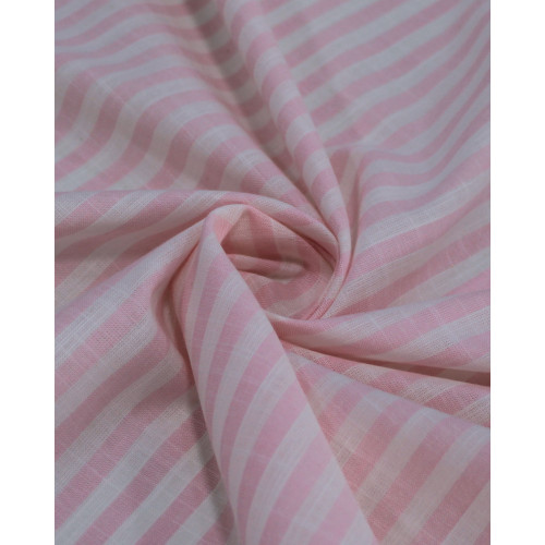 Tecido Tricoline Verano Flamê Listras Branco e Rosa Bebê