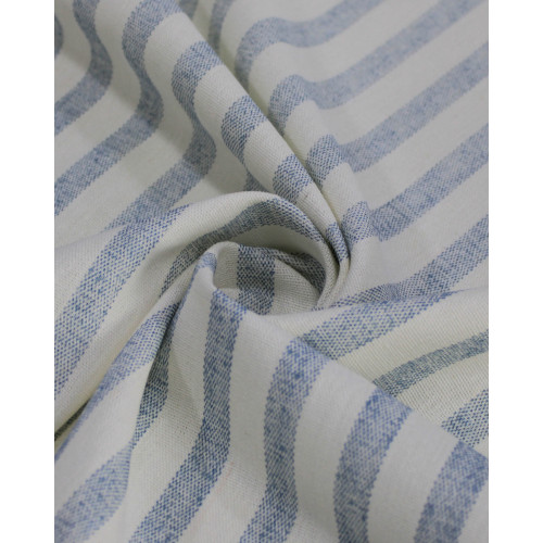 Tecido Linho Misto Listrado Azul Bebê e Offwhite