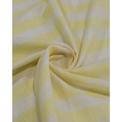 Tecido Tricoline Verano Flamê Listras Regulares Offwhite e Amarelo Manteiga